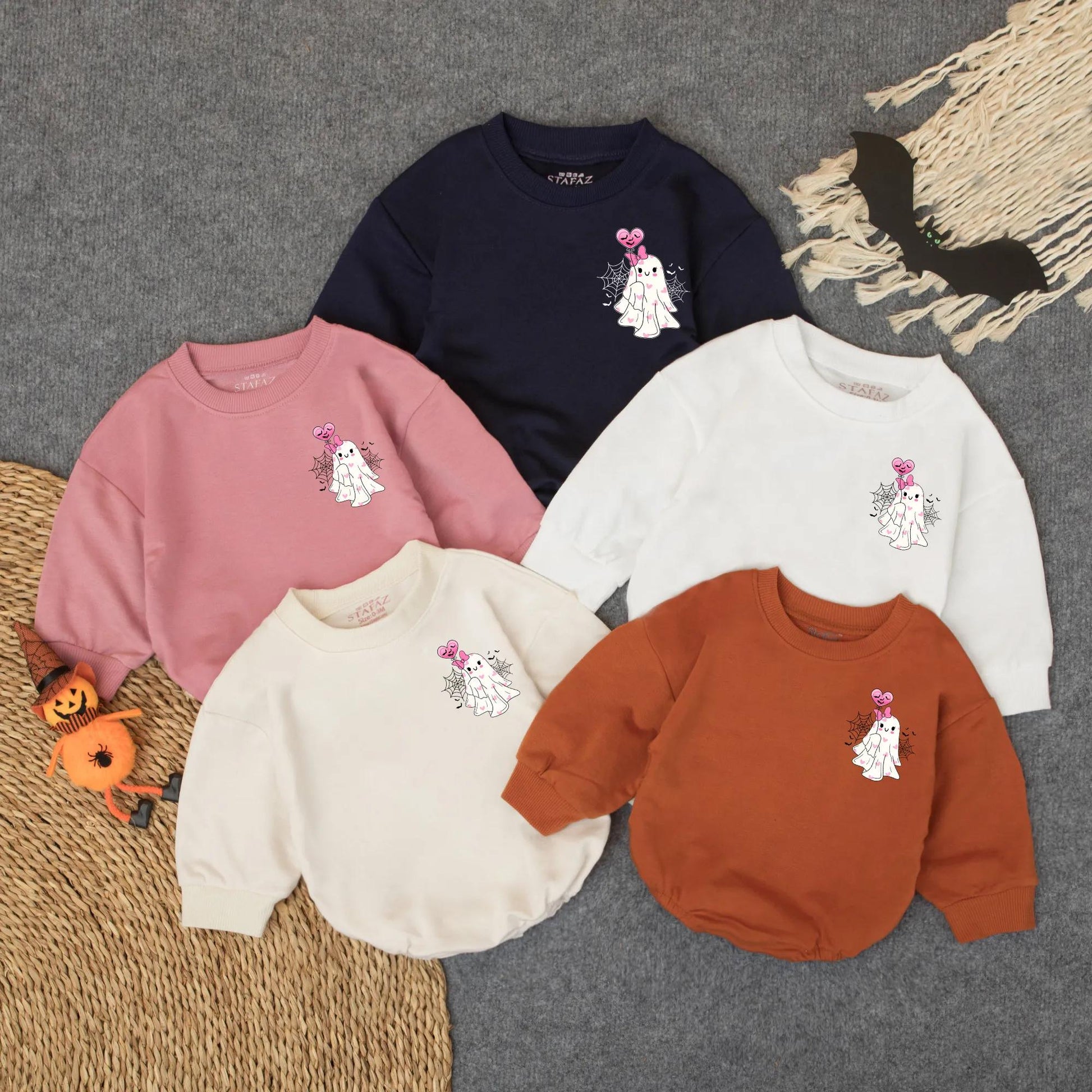 Halloween Ghost Bubble Romper Spooky Babe Baby Girl Outfit Boho Pumpkin Bow Floral Newborn Bodysuit Retro Spooky Season Clothes for Girls
