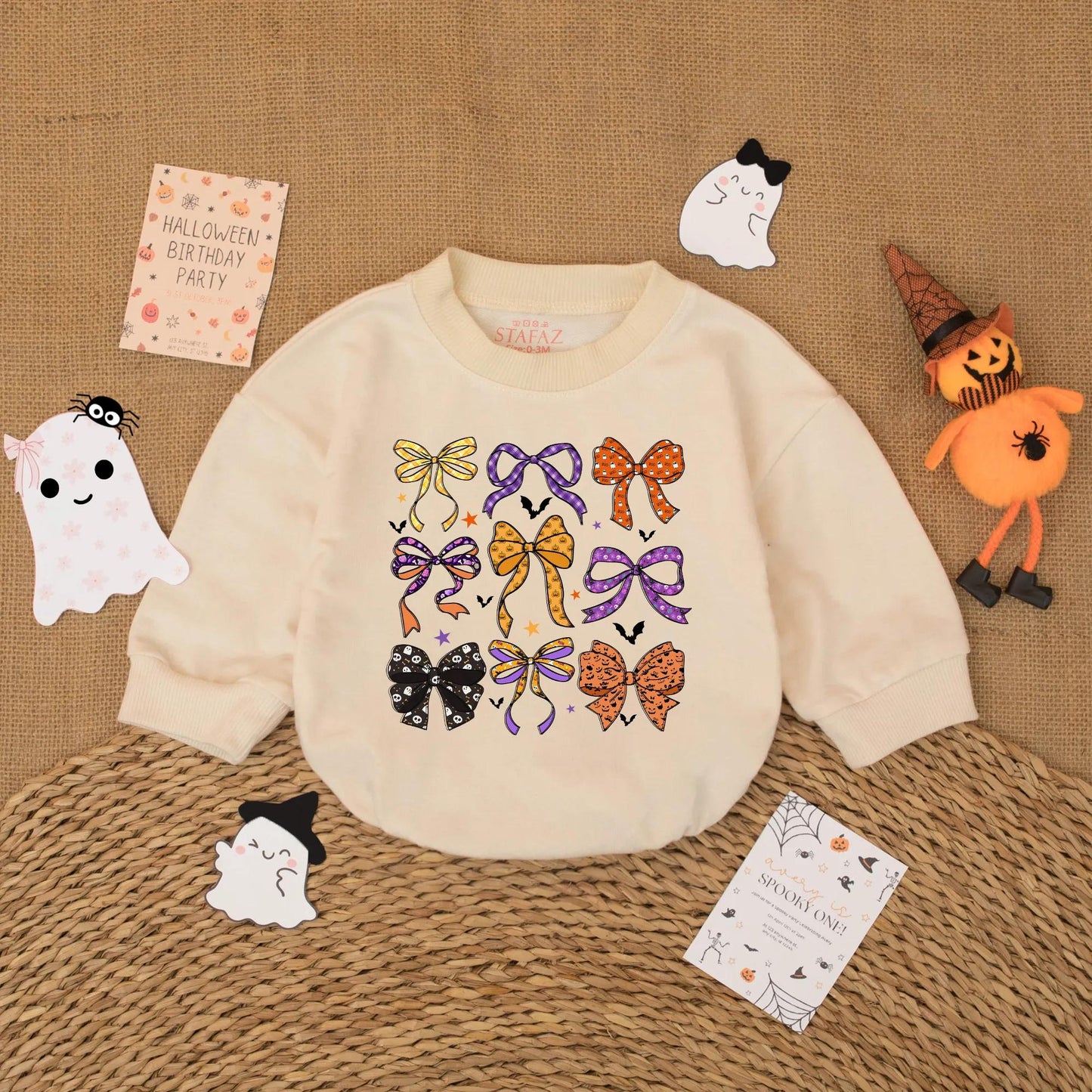 Cute Halloween Bow Baby Romper Spooky Fall Girl Outfit Toddler Bodysuit Clothes for Festive Autumn Baby Girl Gift Ideas