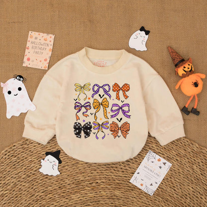 Cute Halloween Bow Baby Romper Spooky Fall Girl Outfit Toddler Bodysuit Clothes for Festive Autumn Baby Girl Gift Ideas