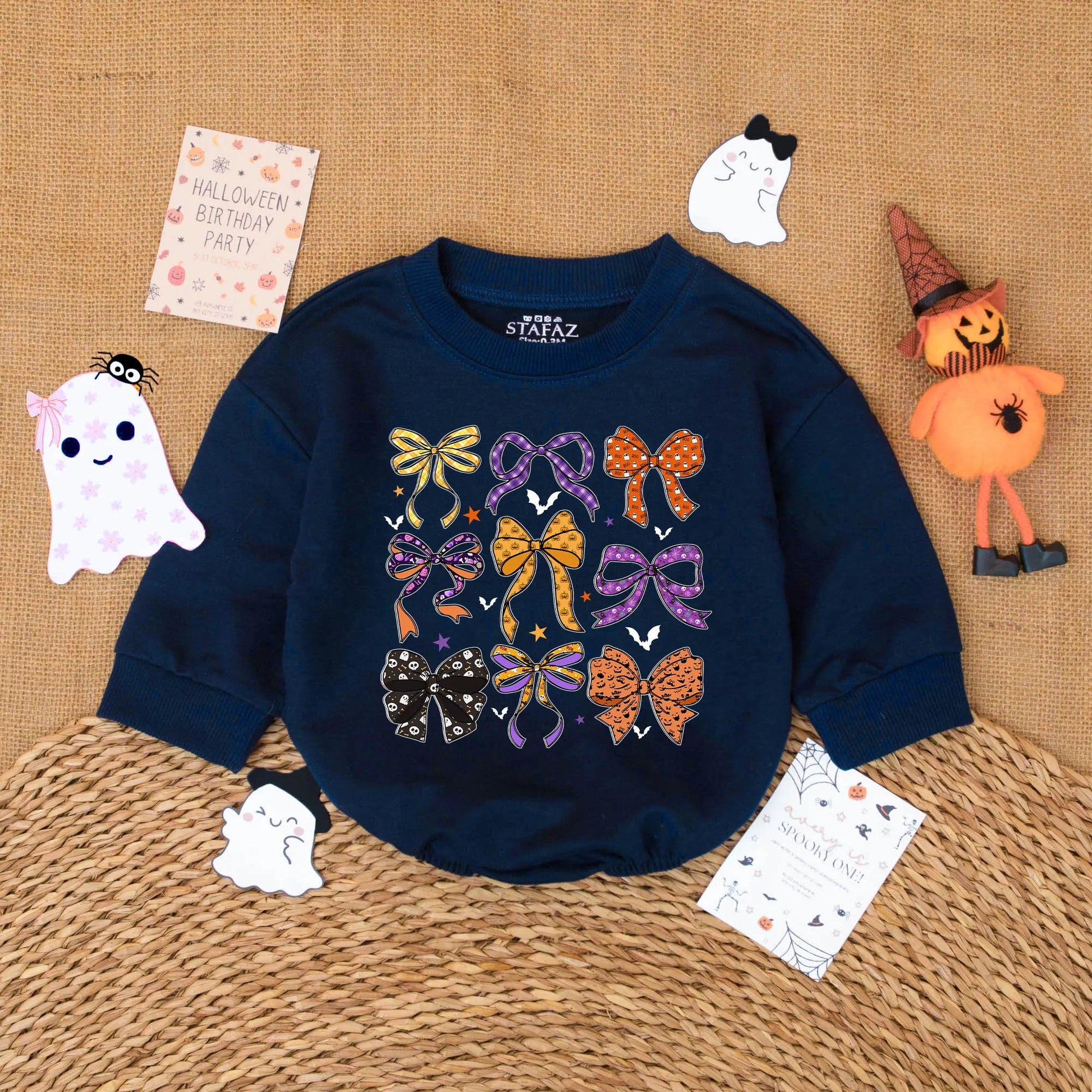 Cute Halloween Bow Baby Romper Spooky Fall Girl Outfit Toddler Bodysuit Clothes for Festive Autumn Baby Girl Gift Ideas