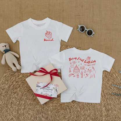 Personalized Berry First Birthday Baby Romper – Custom Strawberry Bodysuit for Baby Girl’s 1st Birthday – Cute Short Sleeve Outfit for Baby Girl