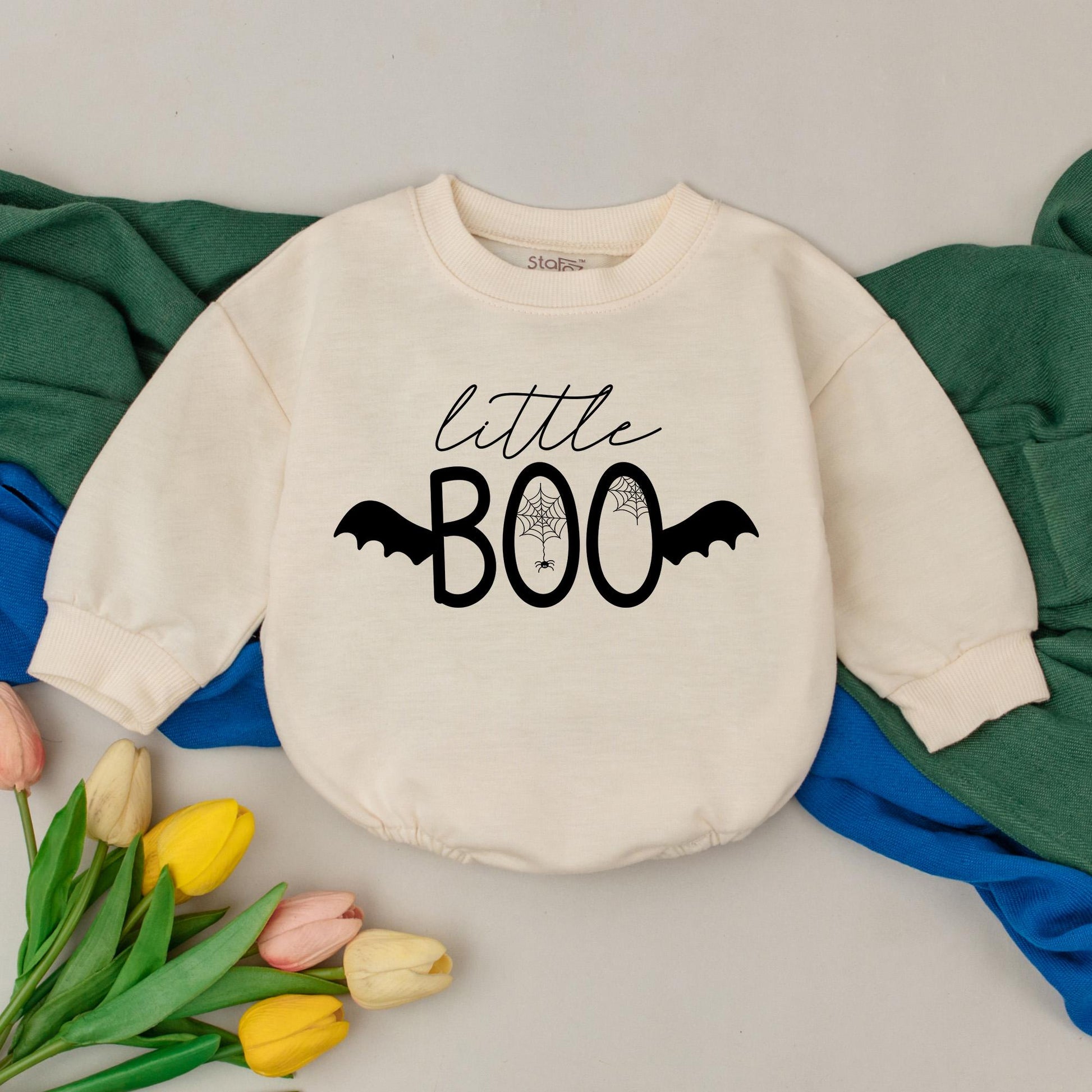 Little Boo Halloween Romper Newborn Outfit Baby Girl Boy First Halloween Clothes Gift Spooky Bodysuit