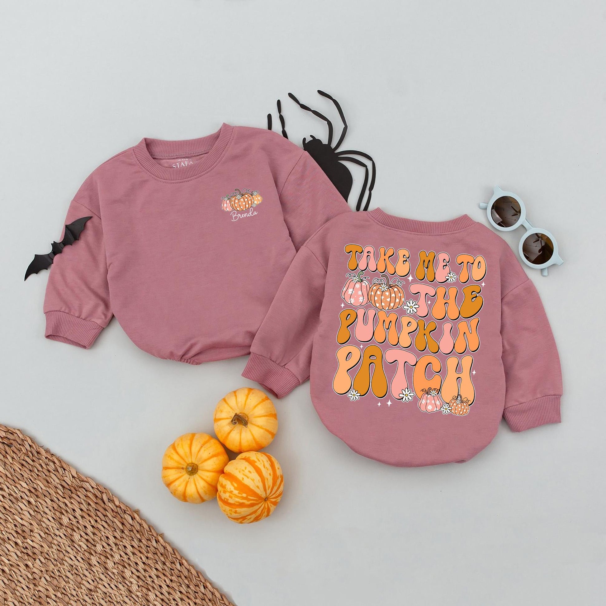 Custom Name Pumpkin Patch Baby Romper Cute Fall Kid's Shirt Halloween Pumpkin Name Baby Bodysuit Fall Gift Idea