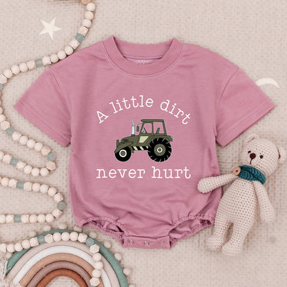A Little Dirt Never Hurt Tractor Baby Boy Romper Country Farm Newborn Announcement Bodysuit Trendy Outdoor Play Gift