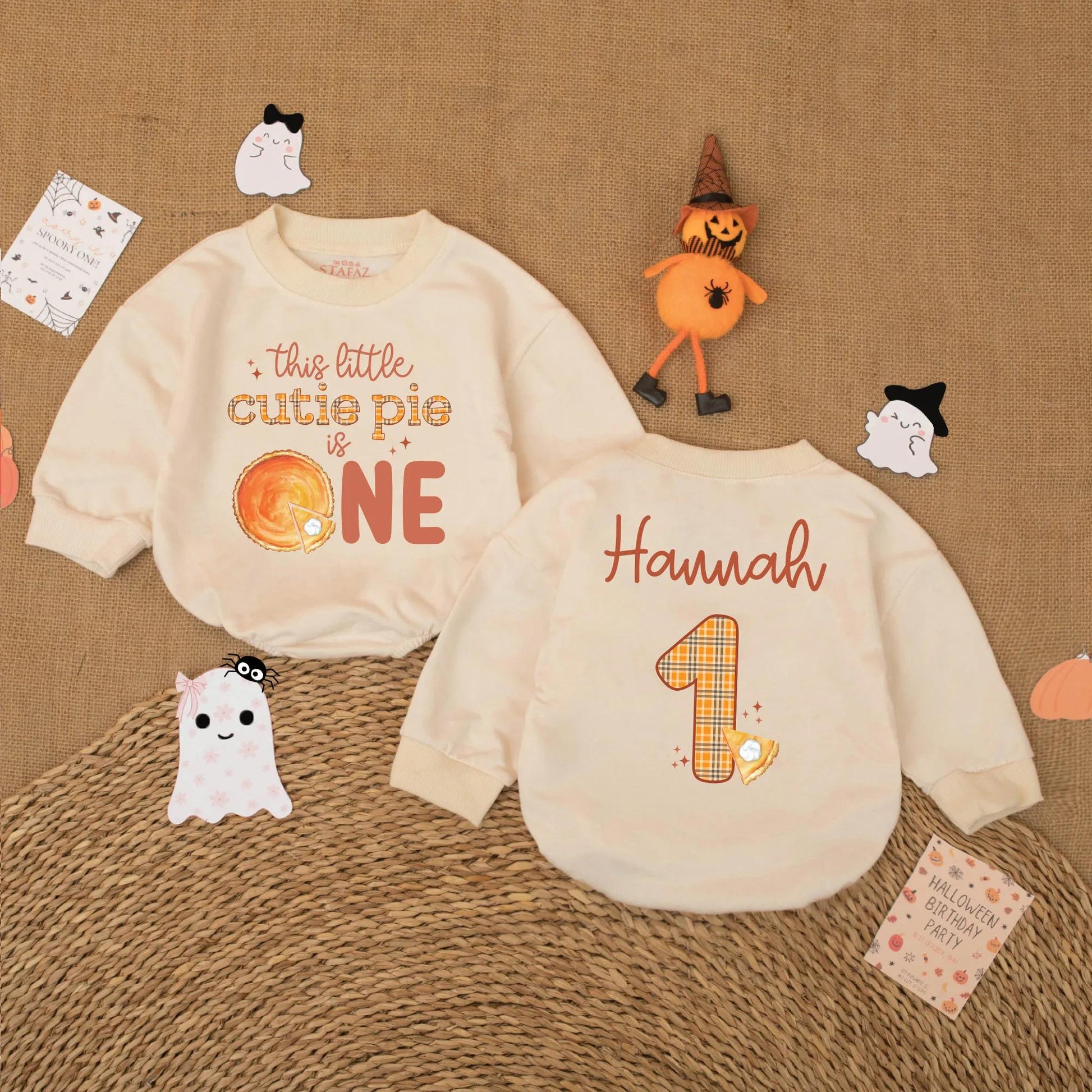 Personalized Pumpkin Pie Birthday Romper for Baby Girl, 1st Thanksgiving Outfit, Custom Name Fall 1st Birthday Party Gift