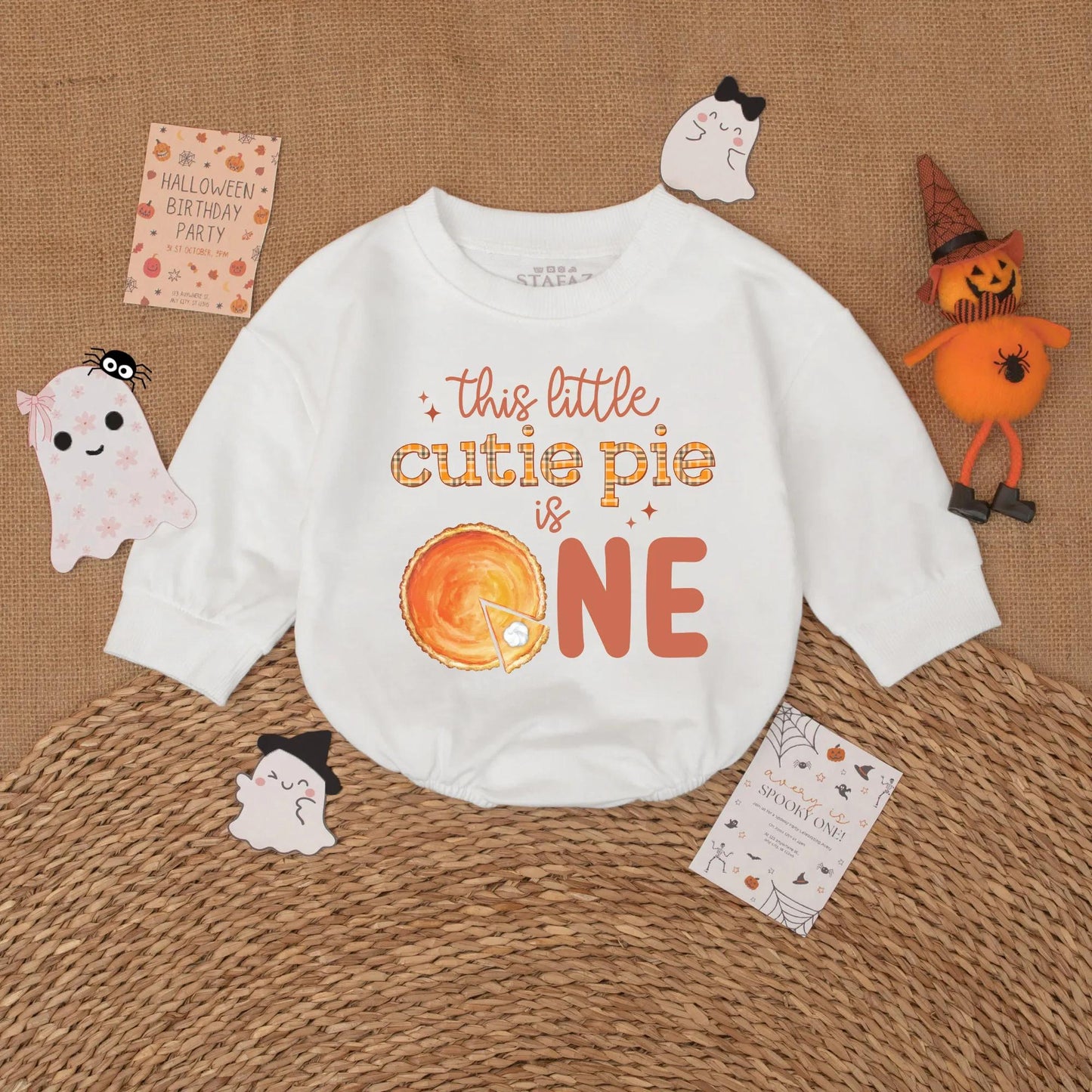 Personalized Pumpkin Pie Birthday Romper for Baby Girl, 1st Thanksgiving Outfit, Custom Name Fall 1st Birthday Party Gift