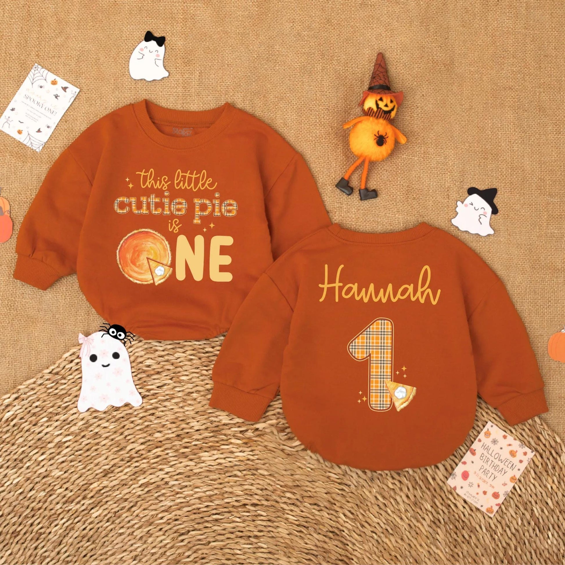 Personalized Pumpkin Pie Birthday Romper for Baby Girl, 1st Thanksgiving Outfit, Custom Name Fall 1st Birthday Party Gift