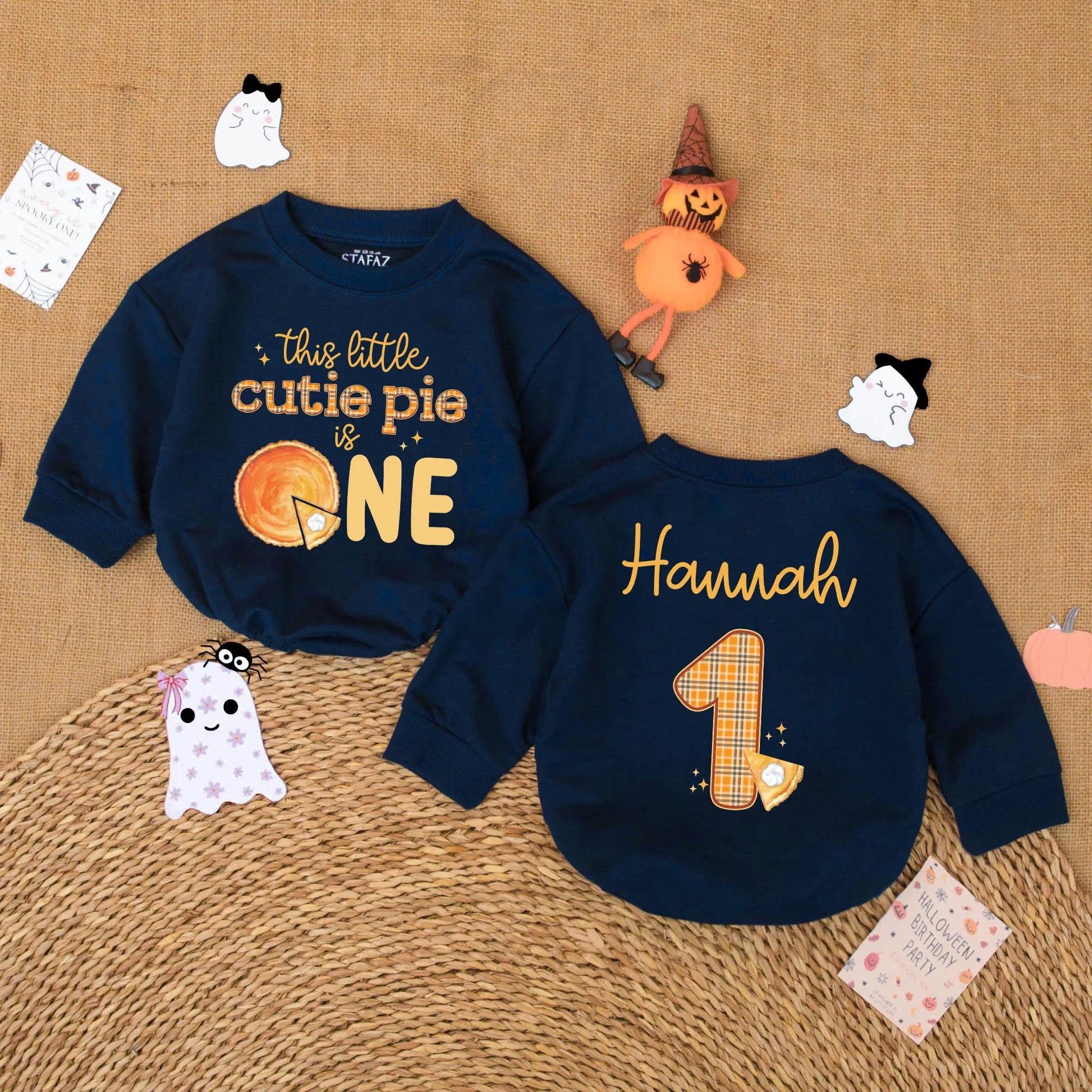 Personalized Pumpkin Pie Birthday Romper for Baby Girl, 1st Thanksgiving Outfit, Custom Name Fall 1st Birthday Party Gift
