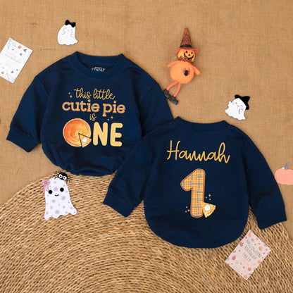 Personalized Pumpkin Pie Birthday Romper for Baby Girl, 1st Thanksgiving Outfit, Custom Name Fall 1st Birthday Party Gift