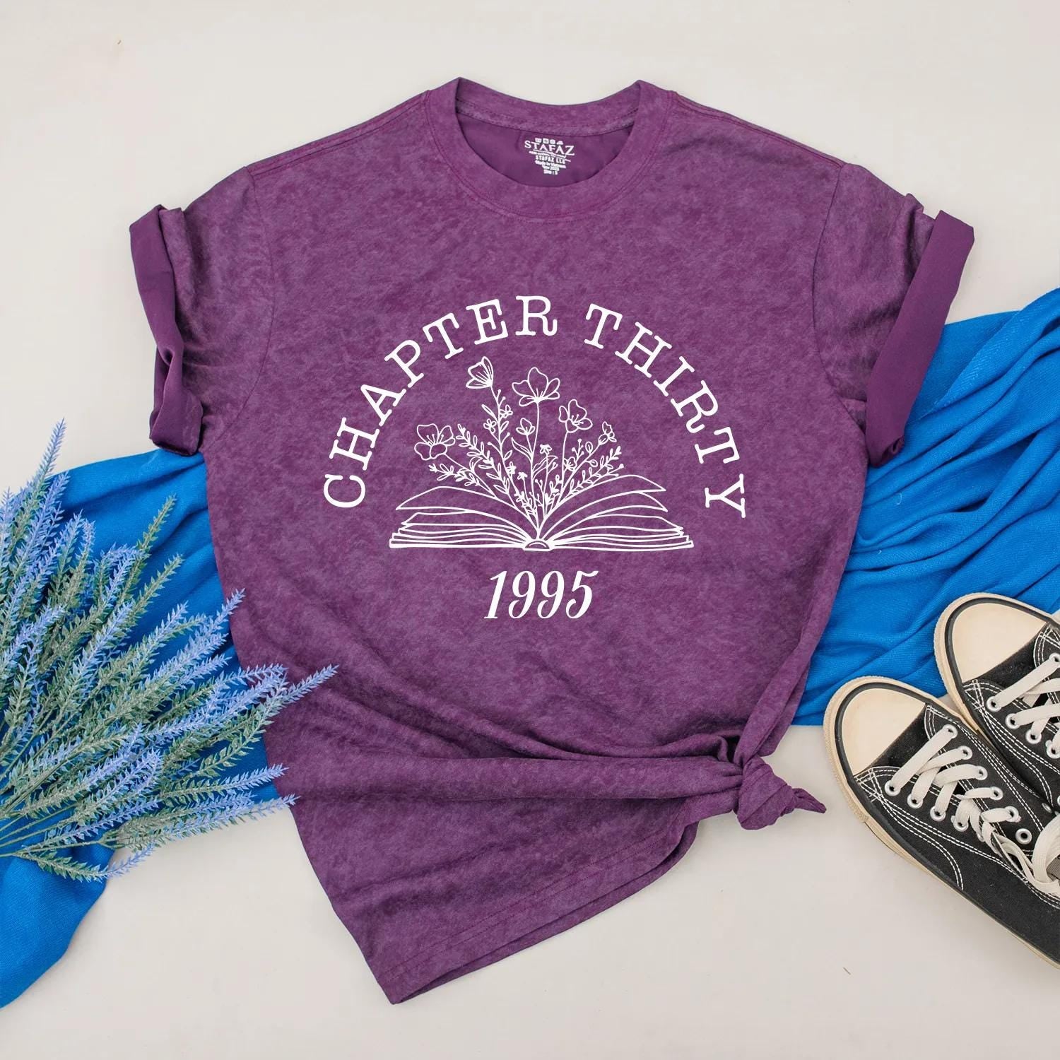 Personalized Chapter Thirty Shirt 1995 Milestone Turning 30 Tee Floral Book 30th Birthday Outfit Cute Gift for Best Friend or Mom