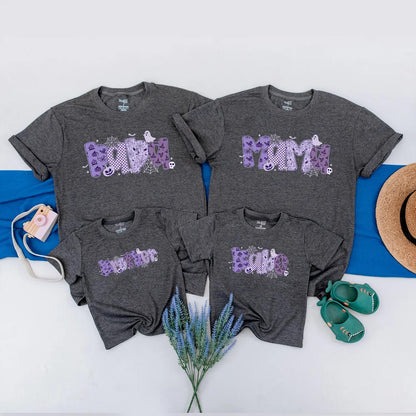 Spooky Family Matching Purple Ghost Halloween Shirt Custom Cute Spooky Tee Personalized Halloween Gift for Family