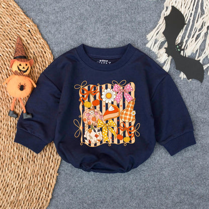 Baby Girl Pumpkin Floral Glitter Bubble Romper First Thanksgiving Autumn Fall Harvest Cozy Outfit My 1st Turkey Day Gift