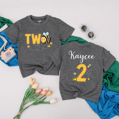 Bee Birthday T-Shirt, 2nd Birthday Girl Outfit, Toddler Bee Party Tee, Second Birthday Gift, Boy or Girl