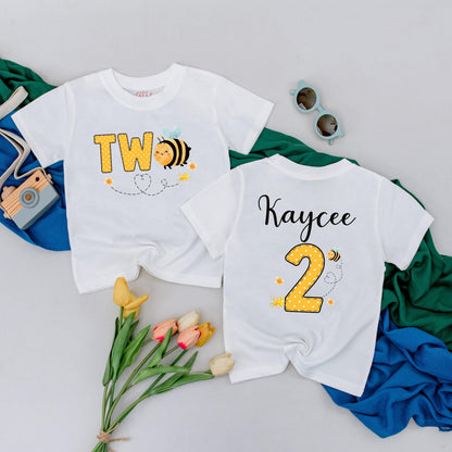 Bee Birthday T-Shirt, 2nd Birthday Girl Outfit, Toddler Bee Party Tee, Second Birthday Gift, Boy or Girl