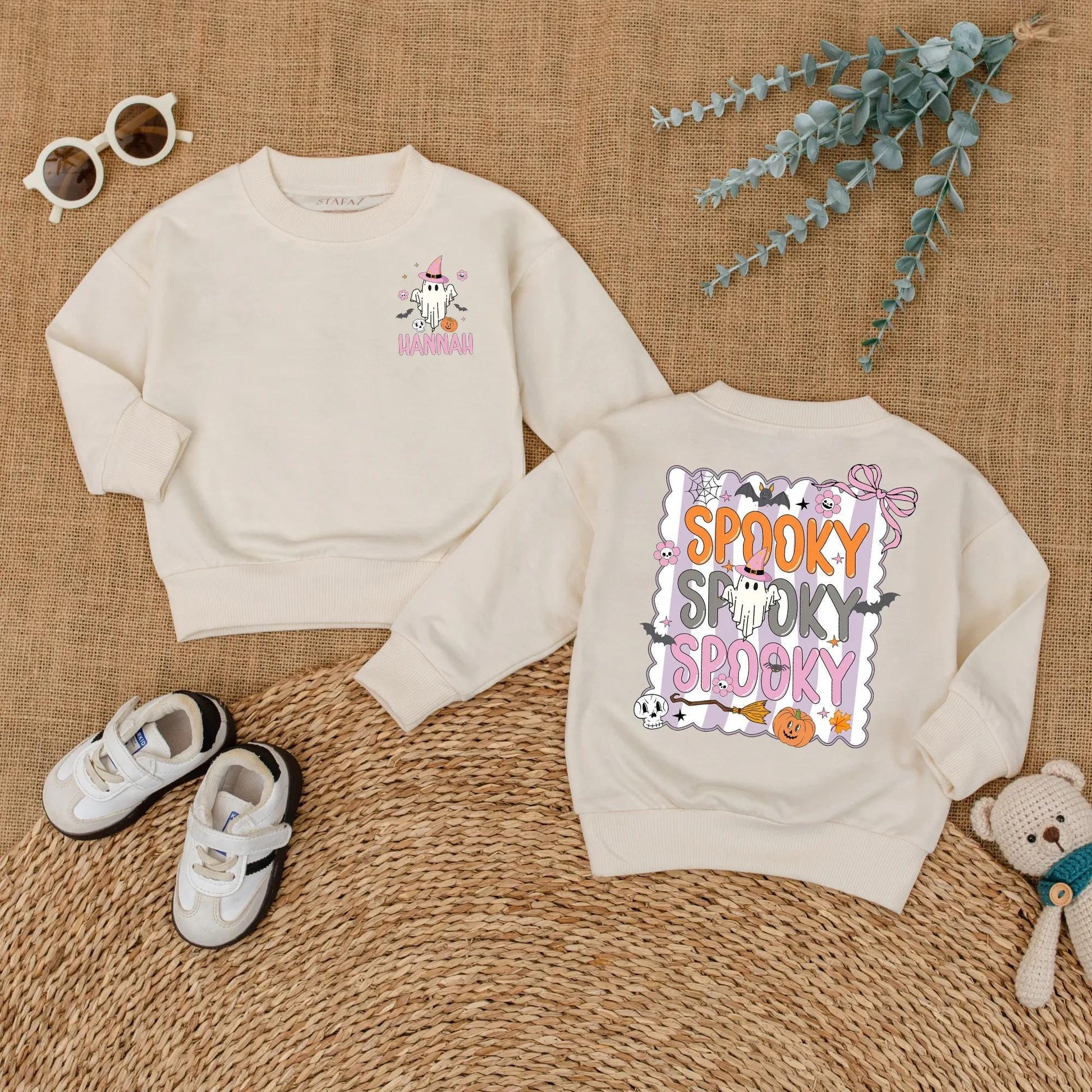 Personalized Cute Ghost Baby Romper Spooky Halloween Outfit Custom Name Spooky Season Baby Clothes