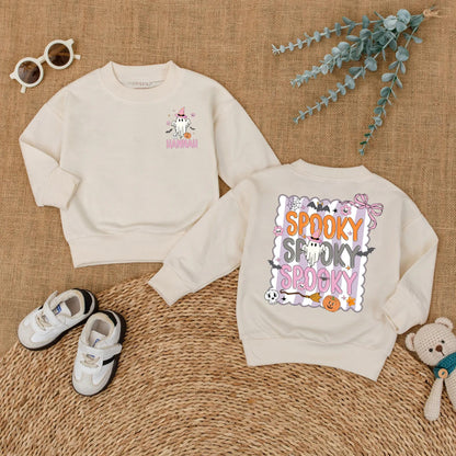 Personalized Cute Ghost Baby Romper Spooky Halloween Outfit Custom Name Spooky Season Baby Clothes