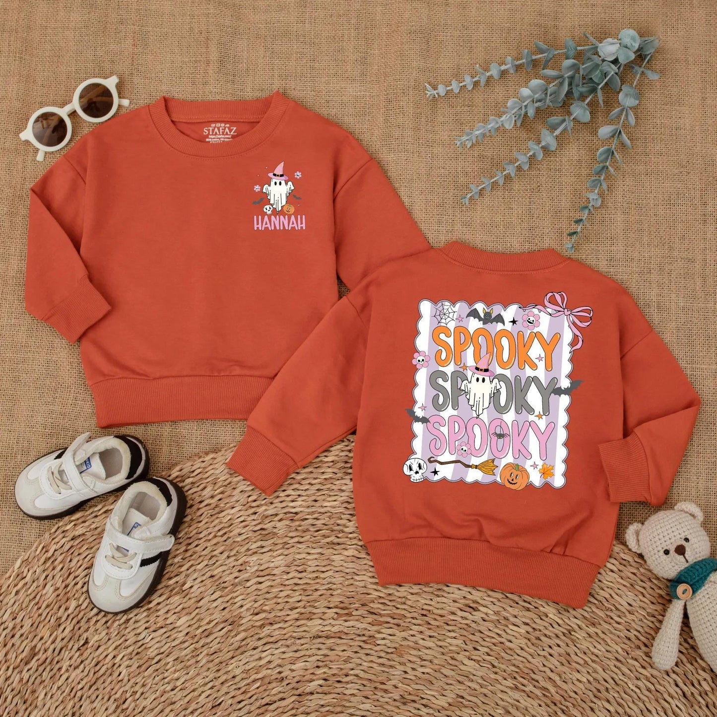 Personalized Cute Ghost Baby Romper Spooky Halloween Outfit Custom Name Spooky Season Baby Clothes