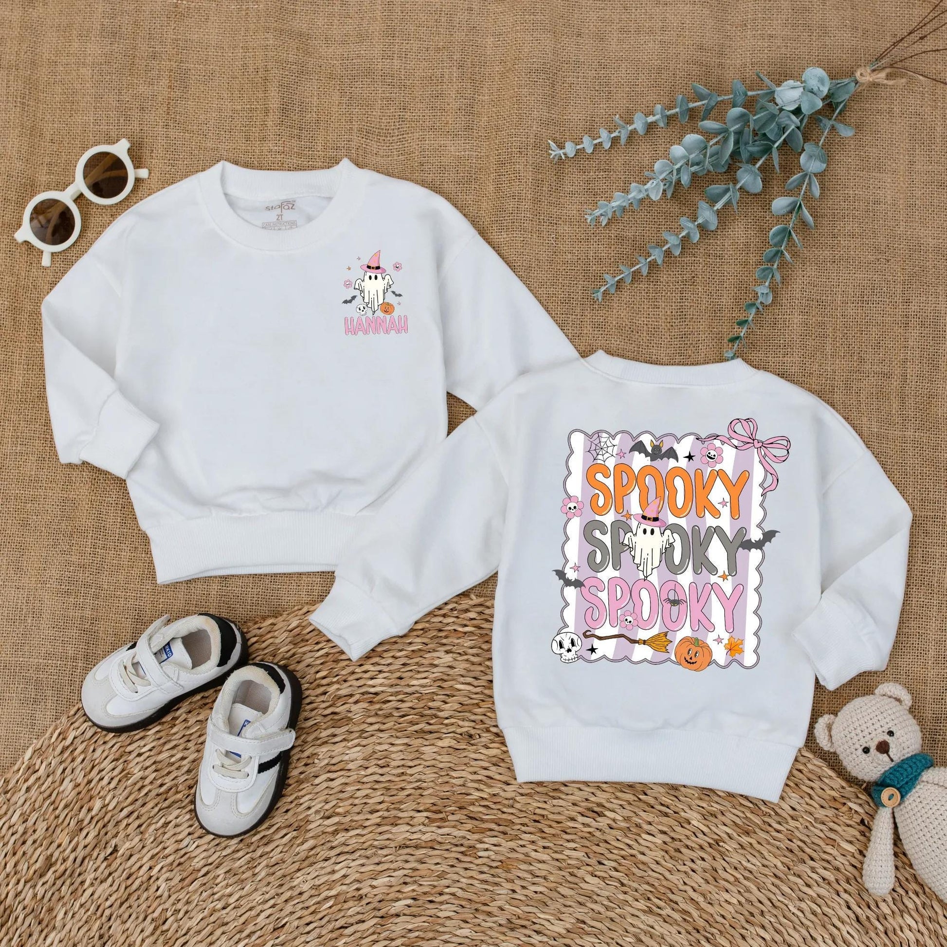 Personalized Cute Ghost Baby Romper Spooky Halloween Outfit Custom Name Spooky Season Baby Clothes