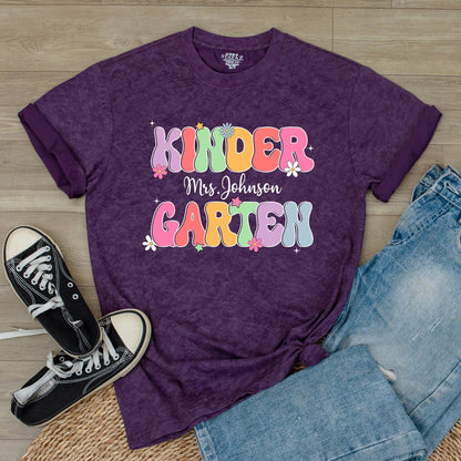 Personalized Name Kindergarten Teacher Shirt thoughtful Graduation Gift for Dream Team Educators welcoming students Back to School comfy Tee