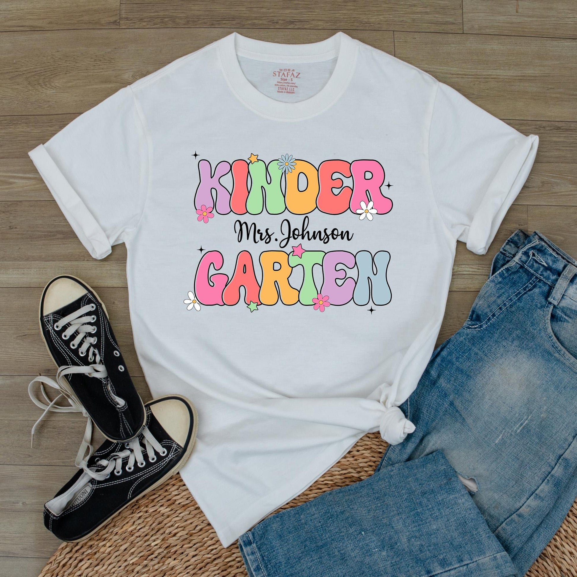 Personalized Name Kindergarten Teacher Shirt thoughtful Graduation Gift for Dream Team Educators welcoming students Back to School comfy Tee