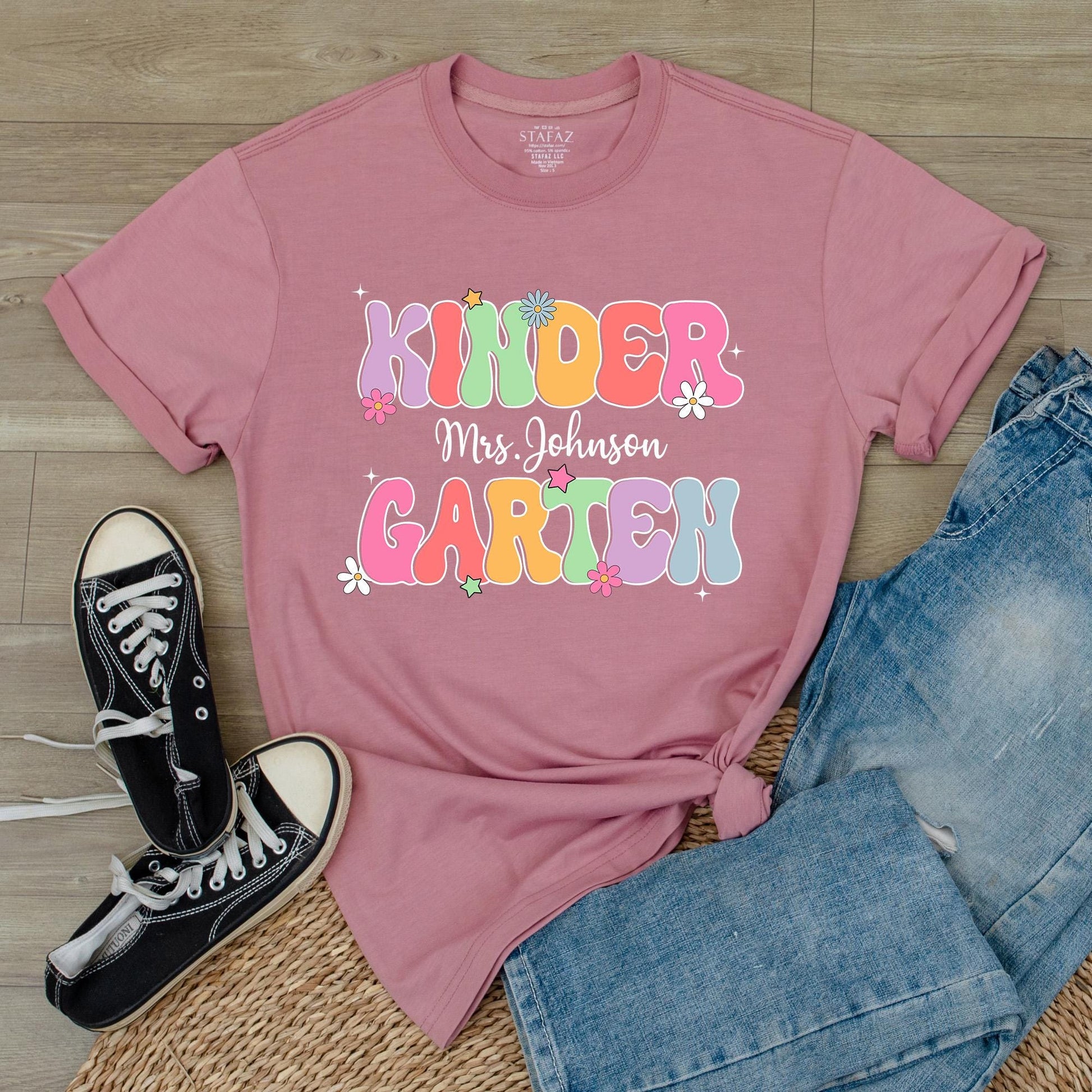 Personalized Name Kindergarten Teacher Shirt thoughtful Graduation Gift for Dream Team Educators welcoming students Back to School comfy Tee