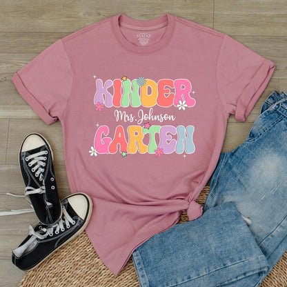 Personalized Name Kindergarten Teacher Shirt thoughtful Graduation Gift for Dream Team Educators welcoming students Back to School comfy Tee