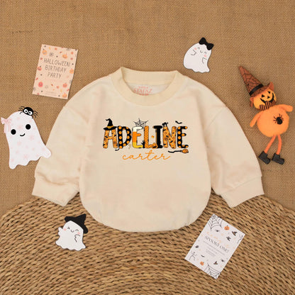 First Halloween Baby Girl Romper Custom Name Ghost Outfit Adorable Spooky Baby Gift for Fall