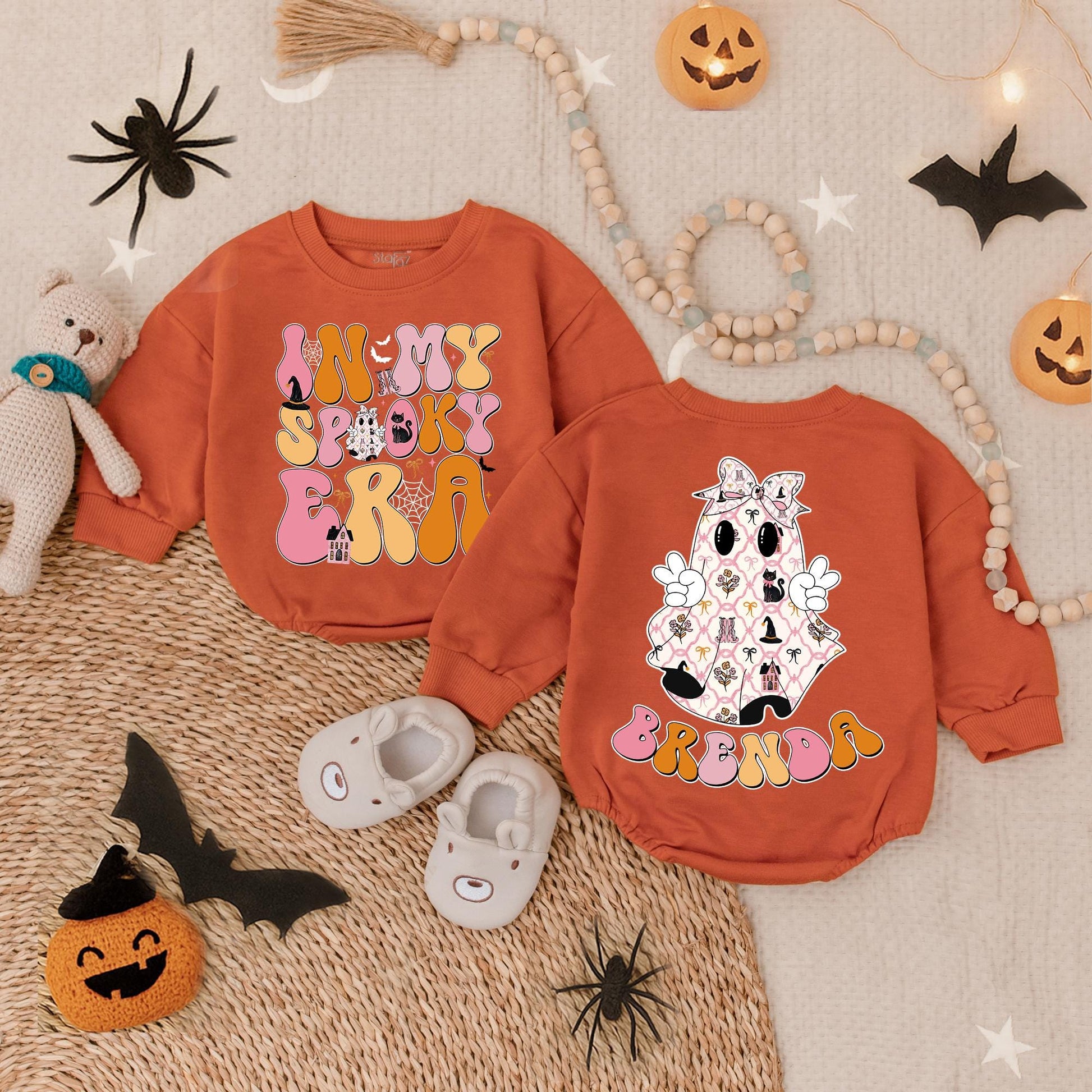 My Spooky Era Baby Bubble Romper Personalized First Halloween Outfit Trick or Treat Newborn Ghost Clothes