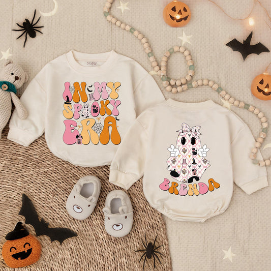 My Spooky Era Baby Bubble Romper Personalized First Halloween Outfit Trick or Treat Newborn Ghost Clothes