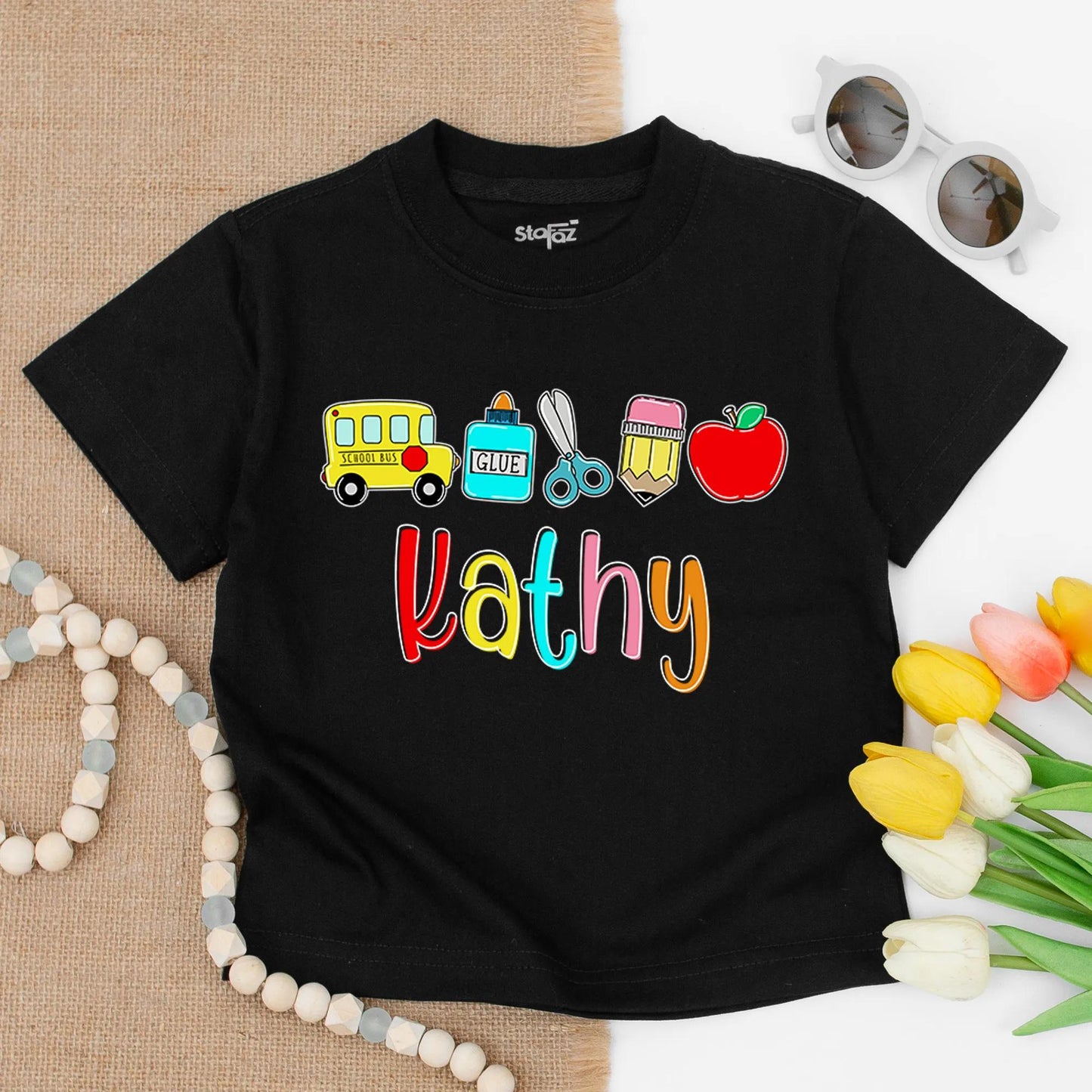 Custom Name Toddler Tee Cute Preschool Outfit First Day of School Kids School Supply Shirt