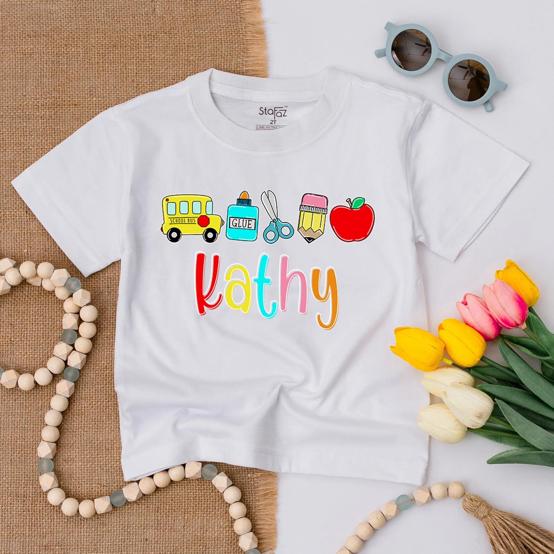 Custom Name Toddler Tee Cute Preschool Outfit First Day of School Kids School Supply Shirt