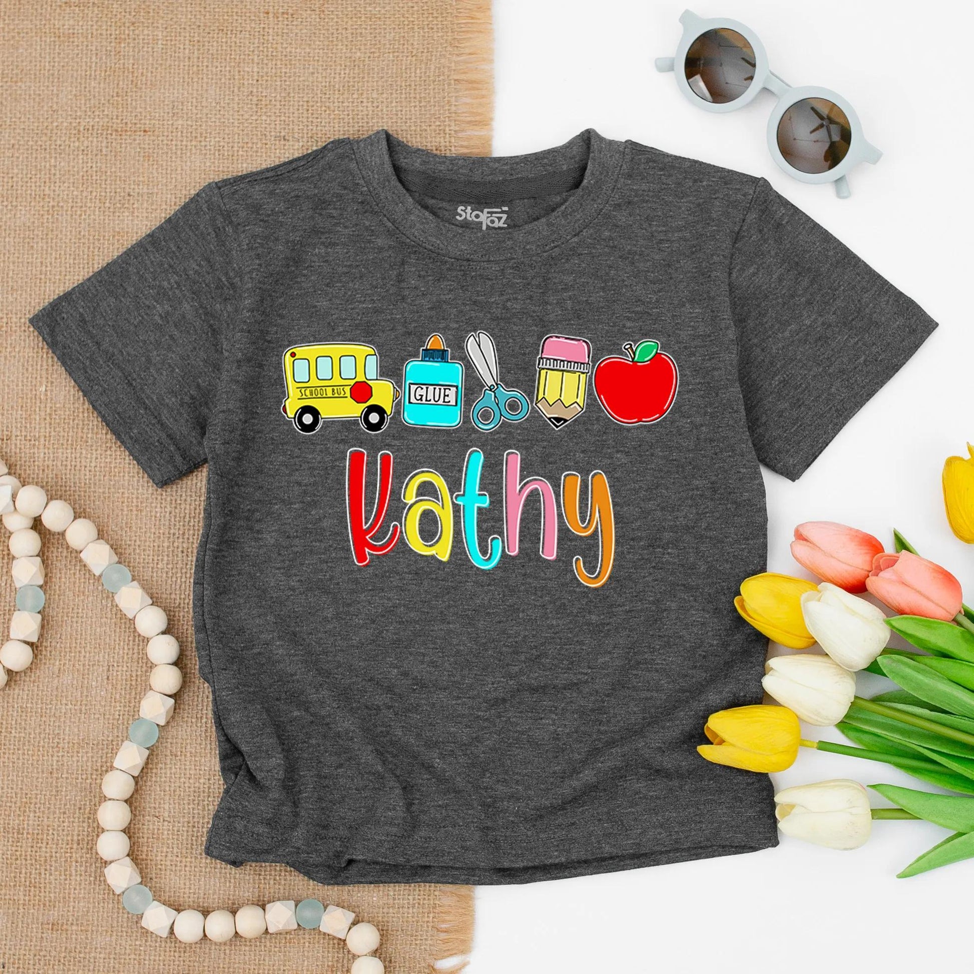 Custom Name Toddler Tee Cute Preschool Outfit First Day of School Kids School Supply Shirt