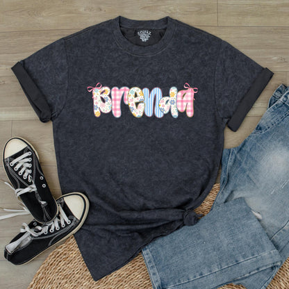 Custom Coquette Bow Grandma Shirt Personalized Flower Name Gift for Mom