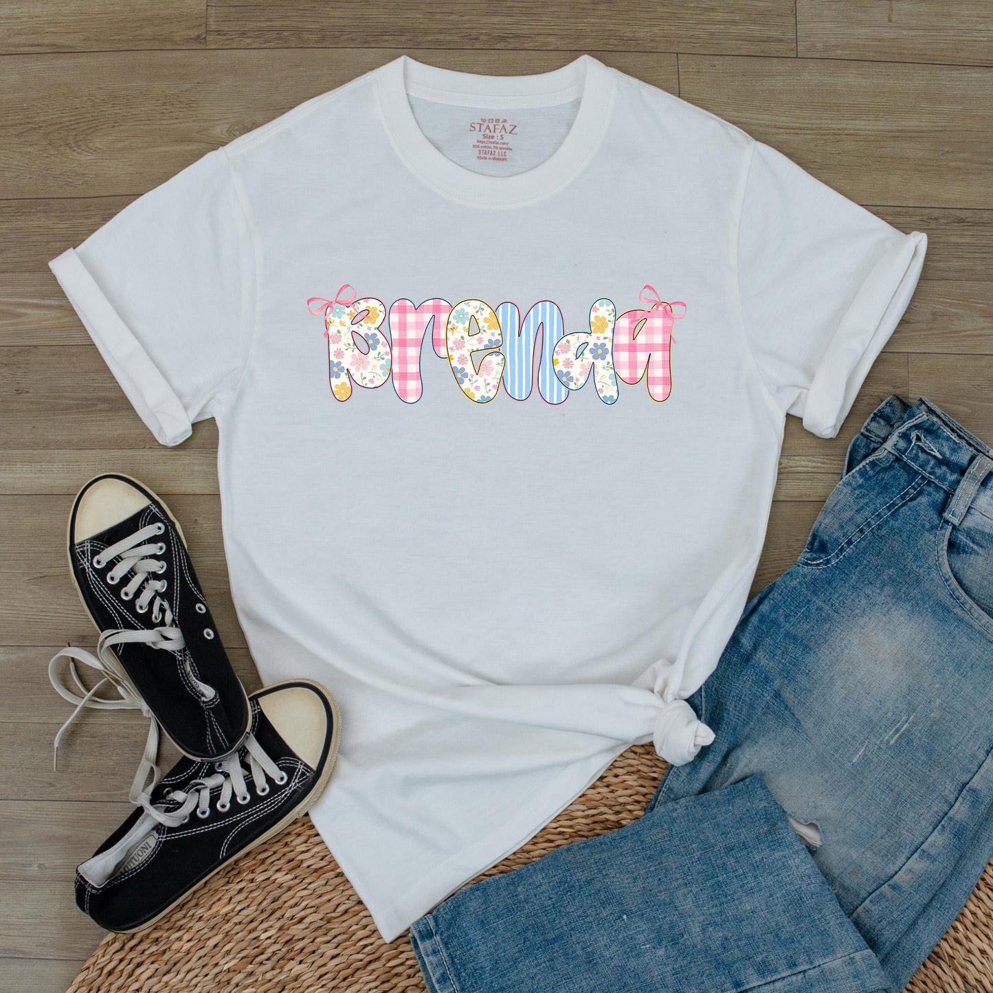 Custom Coquette Bow Grandma Shirt Personalized Flower Name Gift for Mom