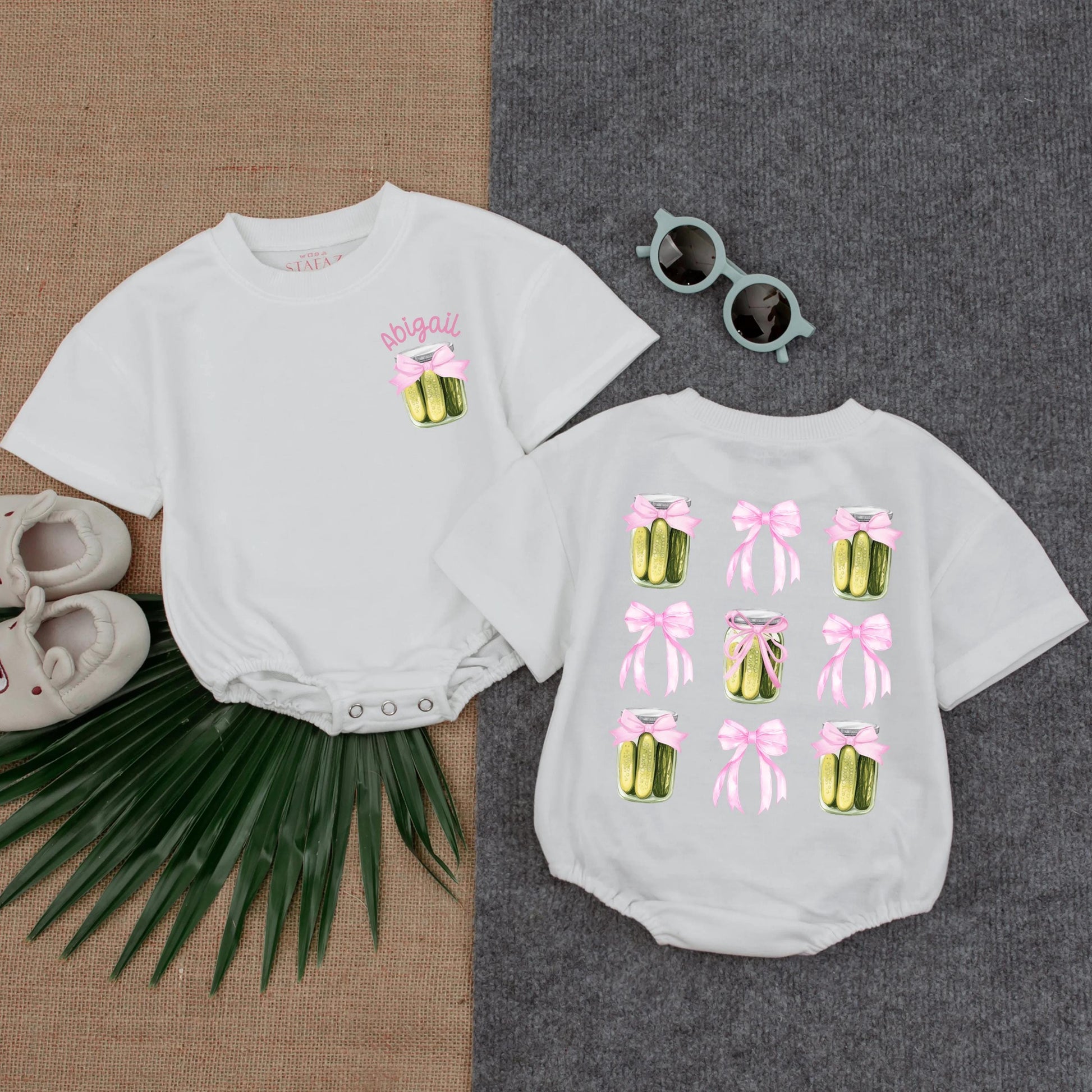 Personalized Baby Girl Pickle Jar Bubble Romper Outfit Cute Funny Toddler T-shirt Clothes Soft Cotton Infant Shower Gift