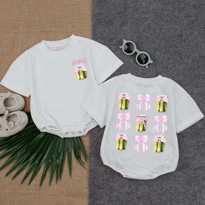 Personalized Baby Girl Pickle Jar Bubble Romper Outfit Cute Funny Toddler T-shirt Clothes Soft Cotton Infant Shower Gift
