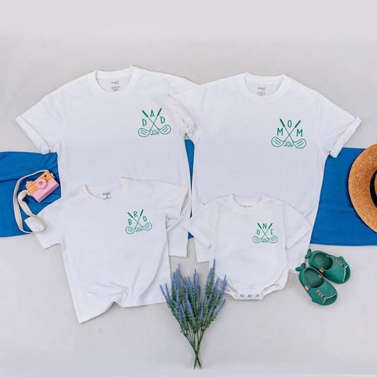 Matching Golf 1st Birthday Family Outfit: Hole in One Shirt, Custom Baby Name Golf Party Clothes for Family