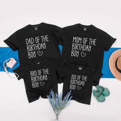 Birthday Boy Family Matching Shirts Custom Name Outfit, Cute Party Clothes for Baby Boy Photo, Personalized Birthday Gift Set, Family Celebration (139 chars)