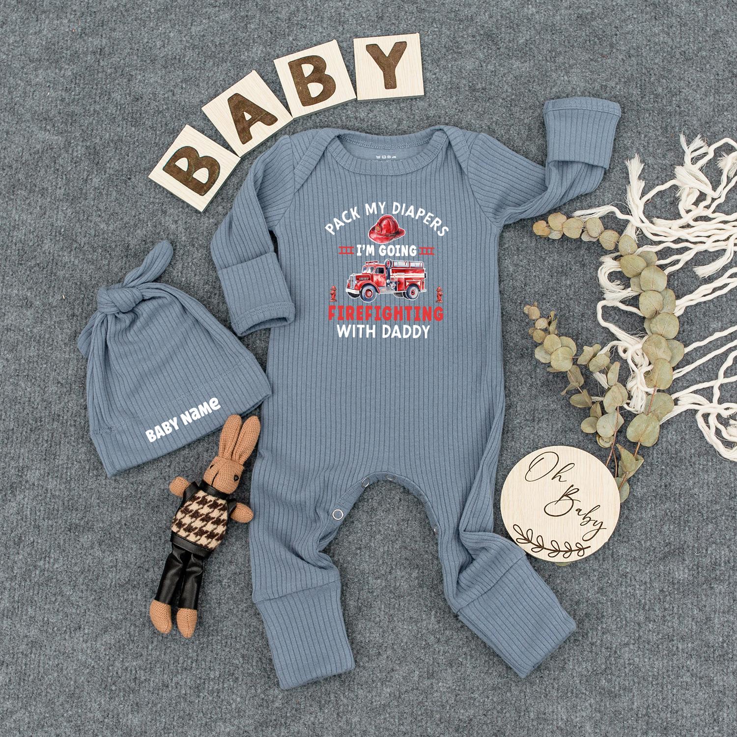 Firefighter Daddy's Little Helper Baby Romper Cute Fireman Newborn Gift for Baby Shower Firetruck Bodysuit