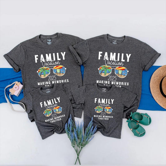 Family Vacation T-Shirt 2025 Making Memories Together Beach Trip Matching Summer Fun Vibrant Colors