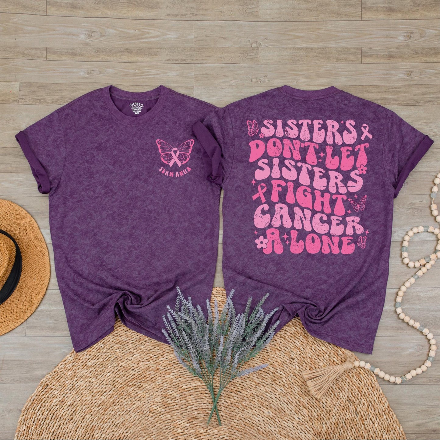 Custom Breast Cancer Support Squad T-Shirts Sisters Don't Let Sisters Fight Alone Cancer Support Team Family Breast Cancer Shirt