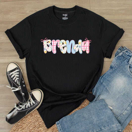 Custom Coquette Bow Grandma Shirt Personalized Flower Name Gift for Mom