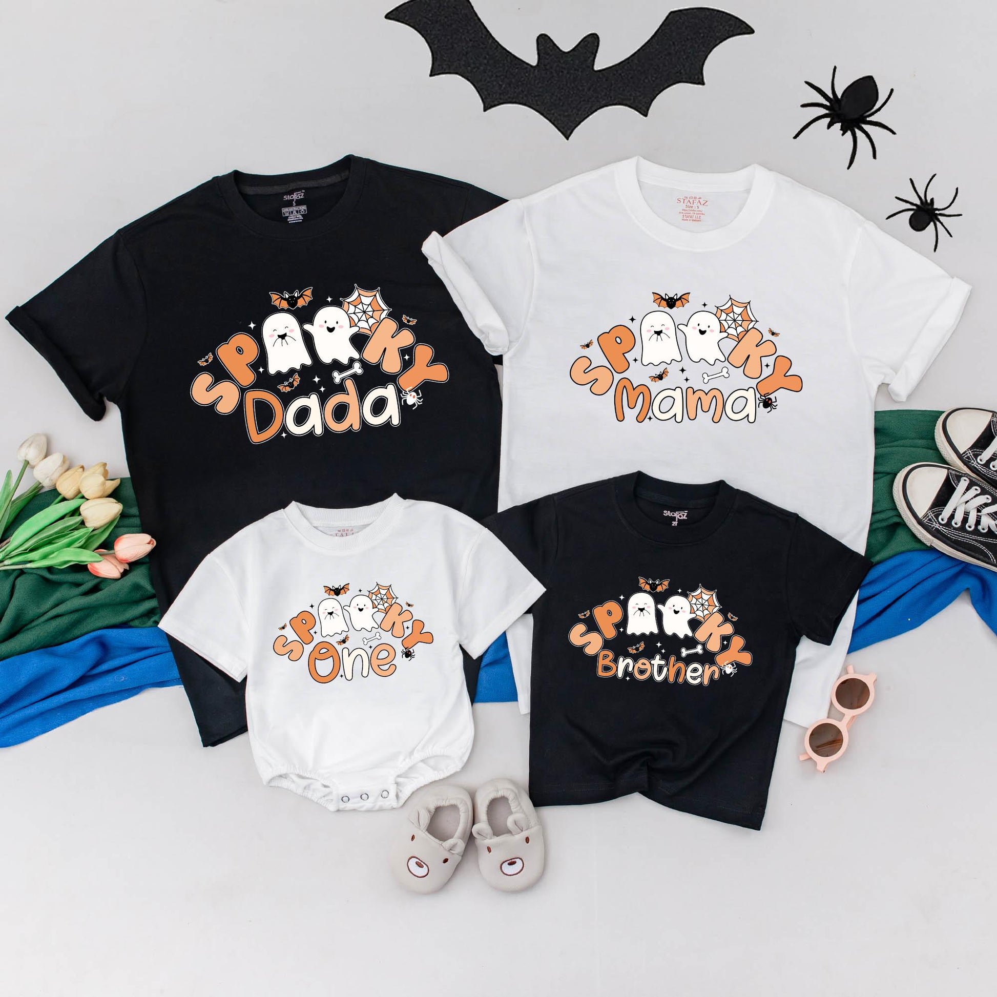 Personalized Spooky Family Matching Halloween T-Shirts One Spooky Dude Romper First Birthday Outfits for Spooky Fun Celebration