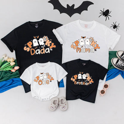 Personalized Spooky Family Matching Halloween T-Shirts One Spooky Dude Romper First Birthday Outfits for Spooky Fun Celebration