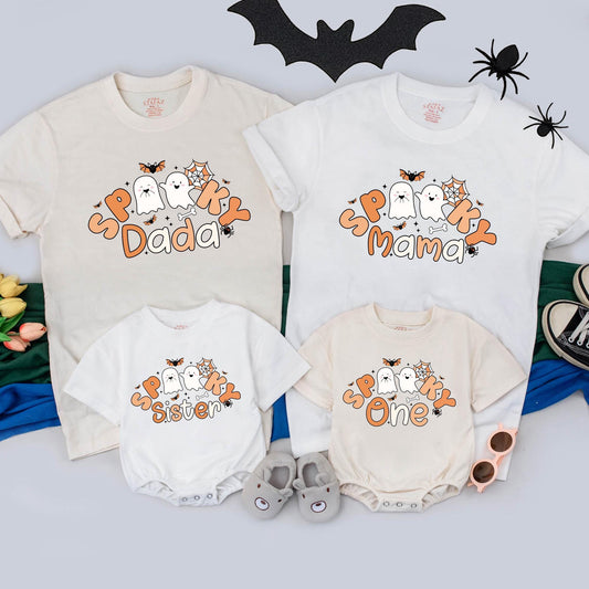 Personalized Spooky Family Matching Halloween T-Shirts One Spooky Dude Romper First Birthday Outfits for Spooky Fun Celebration