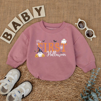 My First Halloween Baby Romper Cute Ghost Pumpkin Design Infant Bodysuit Cozy Fall Costume for Baby Shower or Spooky Gift Newborn