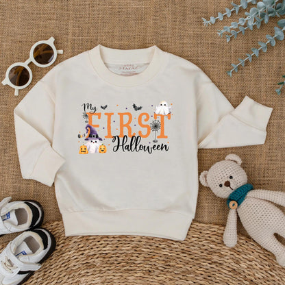 My First Halloween Baby Romper Cute Ghost Pumpkin Design Infant Bodysuit Cozy Fall Costume for Baby Shower or Spooky Gift Newborn
