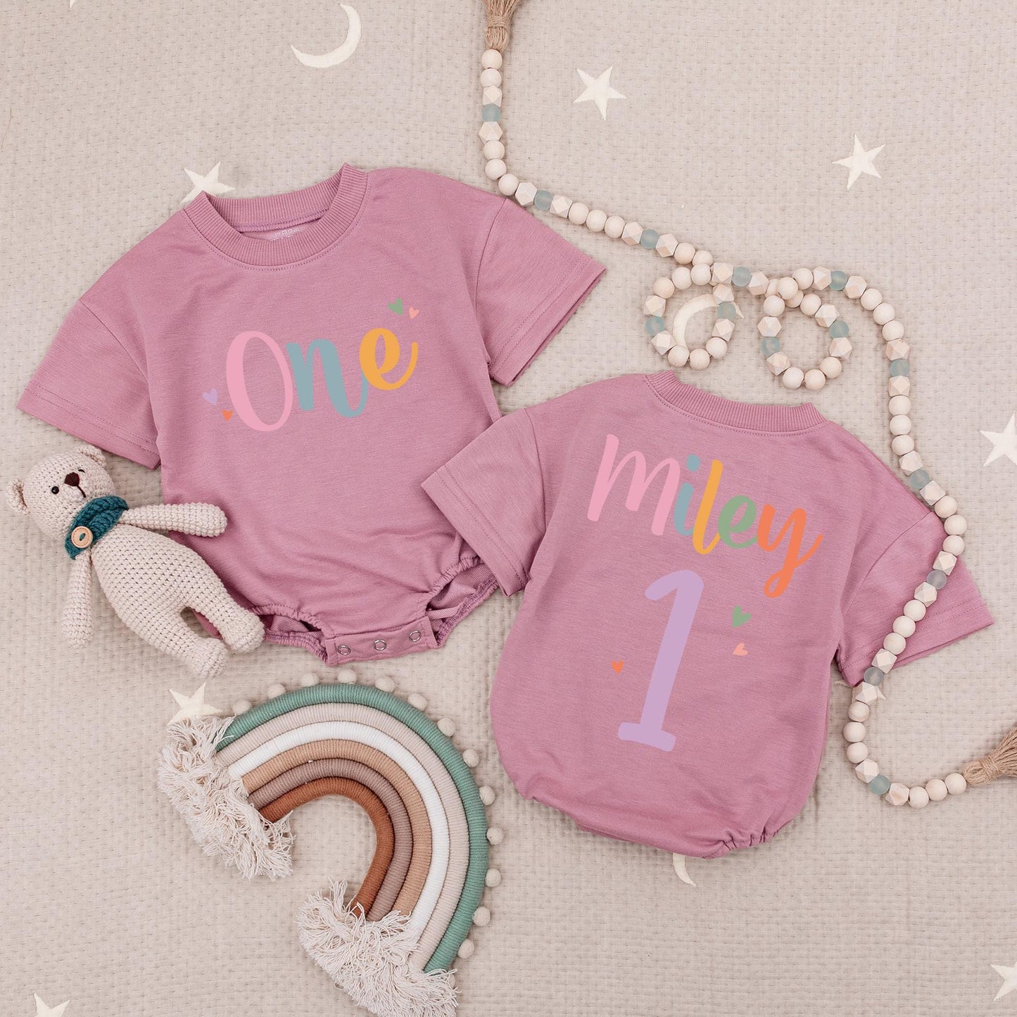Custom Name First Birthday Bodysuit Baby Girl Outfit Adorable Celebration Outfit Little One First Birthday
