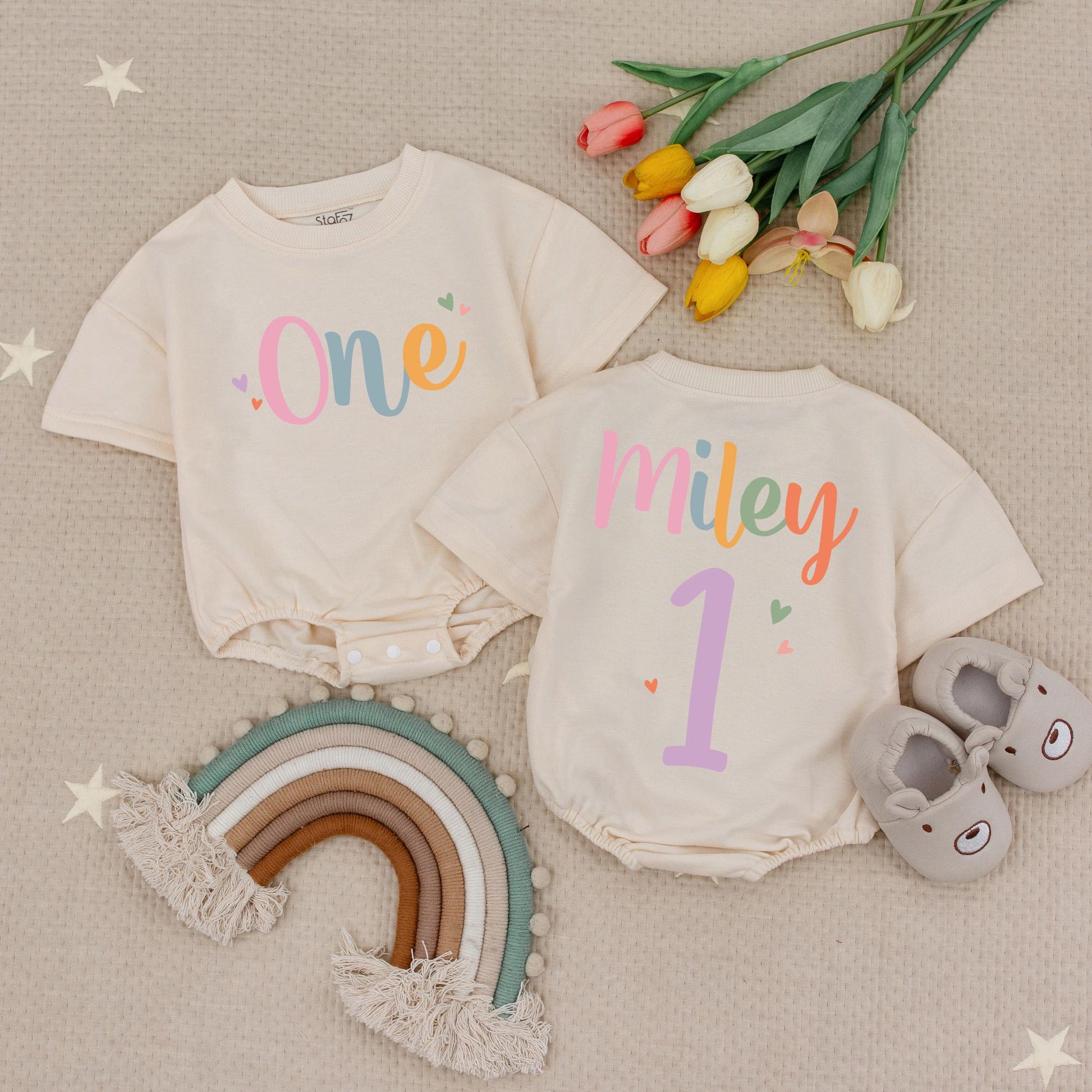 Custom Name First Birthday Bodysuit Baby Girl Outfit Adorable Celebration Outfit Little One First Birthday