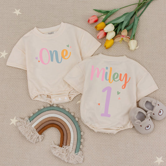 Custom Name First Birthday Bodysuit Baby Girl Outfit Adorable Celebration Outfit Little One First Birthday